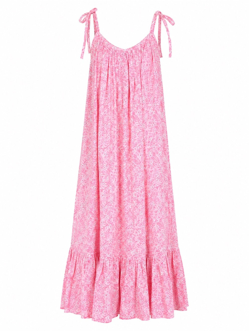 Emerson Fry Pink Maxi Dress Adjustable Straps Organic Cotton Cottagecore XS/S